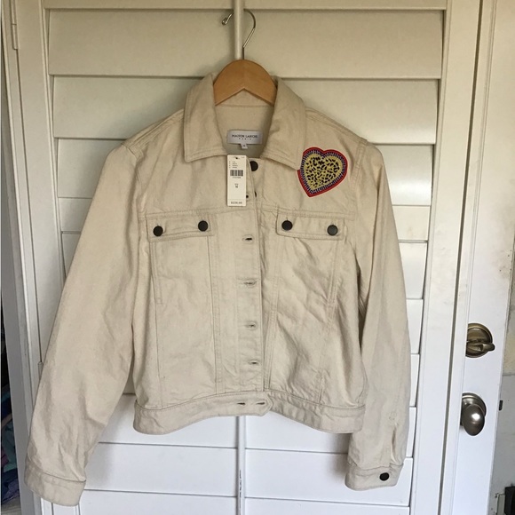 New Anthropologie Embroidered Heart denim jacket - Picture 3 of 9